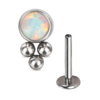 Tachuelas de titanio para oreja, conjunto de 3 bolas roscadas con bisel CZ, superior, Labret, labio, Piercing para cartílago de la oreja, joyería para Tragus, 1PcG23 - details 12