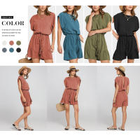 Nuevo mono de verano de algodón y lino, mono suelto de cintura casual de manga corta para mujeres - details 4