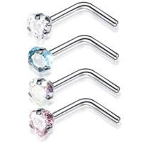 Juego de pendientes de acero quirúrgico para piercing de nariz, conjunto de anillos cuadrados para piercing en forma de l, Estrella real, 4 piezas - details 19