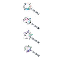 Juego de pendientes de acero quirúrgico para piercing de nariz, conjunto de anillos cuadrados para piercing en forma de l, Estrella real, 4 piezas - details 20