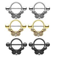 Anillo de aleación de 2 piezas para mujer, Piercing de barra Vintage elegante, 3 colores, para pezón corporal, 2023 - details 0