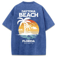 Daytone Beach Florida-Camisetas lavadas con estampado para mujer, camisetas informales de verano, Top suave y cómodo, ropa de calle deportiva de gran tamaño - details 49