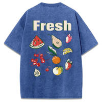 Camisetas Deportivas de Verano Suaves y Cómodas Estampados de Frutas Frescas Cuello Redondo - details 49