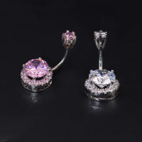 Anillo de circonia cúbica para mujer, piercing para el ombligo, 14g, color plateado, flor, 1 unidad - details 7