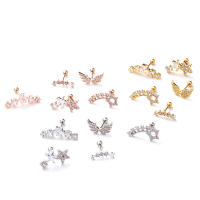 2PcsFashion gran circón ala cartílago pendiente para las mujeres piercing 1,0x6mm tragus Torre lóbulo de la oreja de helix piercing joyas - details 2