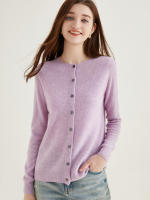 LINY XIN Women's Crew Neck Cardigan Sweater 100% Merino Wool Spring Fall Lightweight Soft Long Sleeve Knitted Coat - details 29