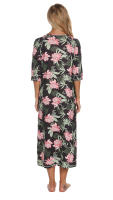 Bata larga de media manga con cremallera para mujer, ropa de dormir de longitud completa, Camisón con bolsillos, bata de baño - details 44