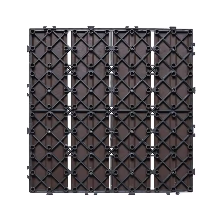 SucceBuy Baldosas de cubierta entrelazadas, 12"x12", paquete de 10, 10 pies cuadrados. ft, Madera plástica, Suelo impermeable para exteriores, Marrón oscuro - 1