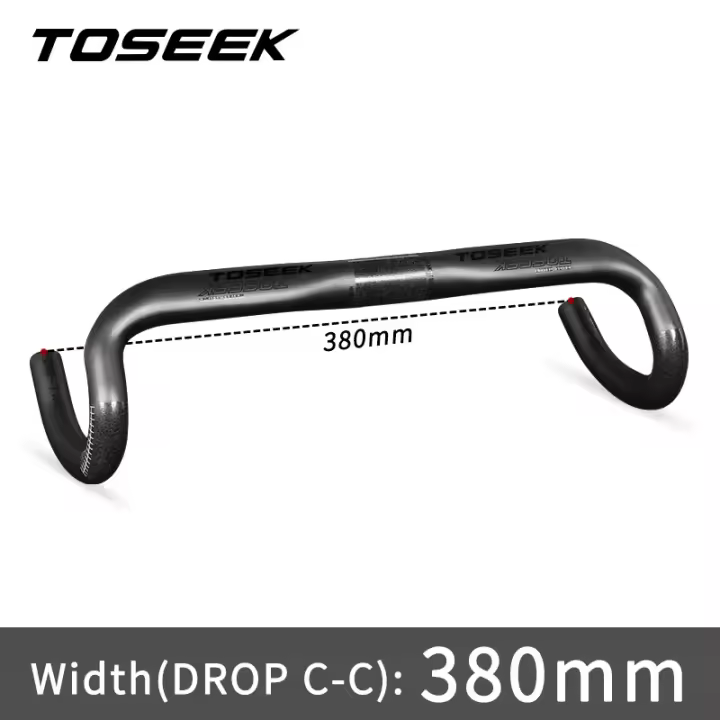 TOSEEK Full Carbon Fiber Handlebar Bent Bar Black Matte Finish Road Bike Carbon Handlebar 40/42/44 cm External Routing - 1