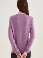 LINY XIN Women's Crew Neck Cardigan Sweater 100% Merino Wool Spring Fall Lightweight Soft Long Sleeve Knitted Coat - details 37