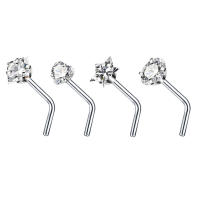 Juego de pendientes de acero quirúrgico para piercing de nariz, conjunto de anillos cuadrados para piercing en forma de l, Estrella real, 4 piezas - details 16