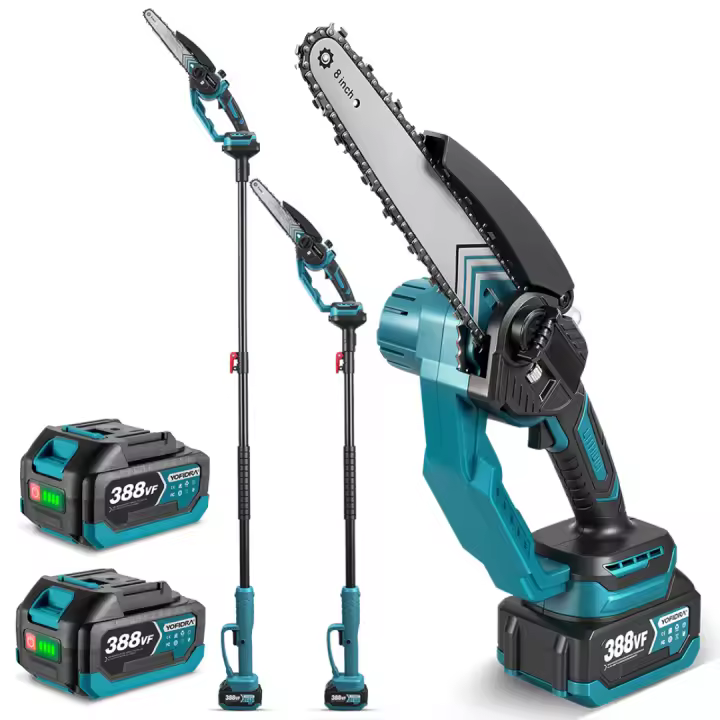 YOFIDRA - Podadora Telescópica Eléctrica Inalámbrica de 8 Pulgadas, 2 en 1, Motosierra para Ramas Altas, Herramienta de Podar para Jardín, Compatible con Batería Makita de 18V, Juego de Pines - 1