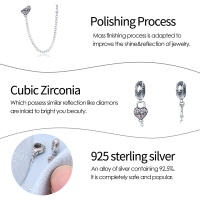 Cadena de Seguridad de Amor en Forma de Corazón de Pandach S925 Plata Esterlina para Mujeres con Colgante de Joyería Ajuste de Pulsera Pedra Principal de Zirconio - details 17