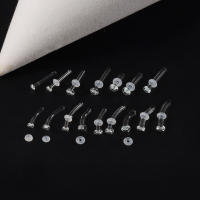 Retenedores de cristal transparente para Piercing de nariz, 2 piezas, retenedores para tabique, tachuelas flexibles para labio, oreja, nariz, lengua, anillo, cartílag para pezones - details 2