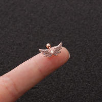 2PcsFashion gran circón ala cartílago pendiente para las mujeres piercing 1,0x6mm tragus Torre lóbulo de la oreja de helix piercing joyas - details 13