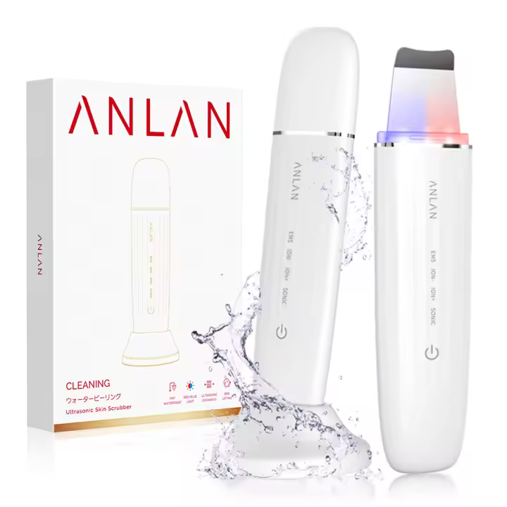 ANLAN Limpiador de Piel Ultrasónico Cuidado de la Piel en Rojo y Azul Exfoliador Anti-Edad para Arrugas Limpiador de Poros Impermeable - 1