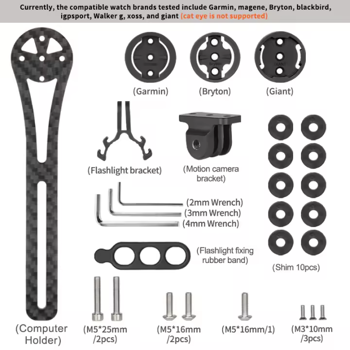 Soporte de ordenador de bicicleta de carbono, cronómetro, velocímetro, soporte de montaje para Garmin, Cateye, Bryton, Gopro, so - 1