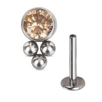 Tachuelas de titanio para oreja, conjunto de 3 bolas roscadas con bisel CZ, superior, Labret, labio, Piercing para cartílago de la oreja, joyería para Tragus, 1PcG23 - details 6