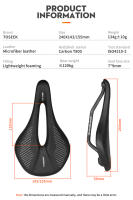 TOSEEK Full Carbon Saddle MTB/Road Bike Saddle 143/155MM Super Light Leather Carbon Cushions 135g Carbon Rails Bicycle Seat - details 1