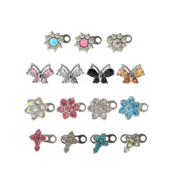 1Pc 100% Acero quirúrgico 14g micro diver cutánea piercing de cristal superior con anclaje dérmico piercing piercings tops ocultar en el cuerpo - 1