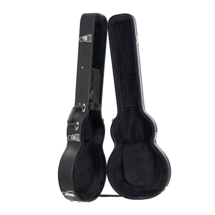 SucceBuy Estuche rígido para guitarra eléctrica, 41,34 pulgadas en forma de calabaza, con manija de llaves de pestillo de bloqueo, para guitarras LES Paul de 39 pulgadas, negro - 1