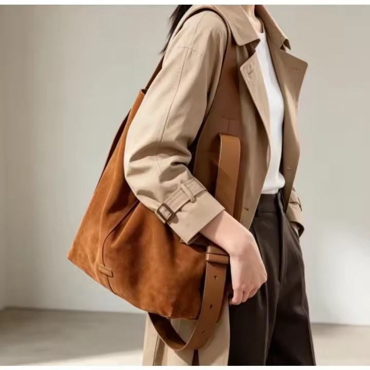 Bolso De Hombro Para Mujer Estilo Diseñador Nueva 2026 SUEDE Elegante Bolso De Mano Para Comunicación Bolso Cruzado De Hombro Único - 1