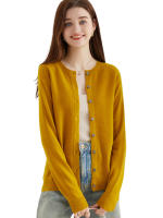 LINY XIN Women's Crew Neck Cardigan Sweater 100% Merino Wool Spring Fall Lightweight Soft Long Sleeve Knitted Coat - details 31