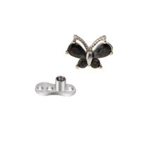 1Pc 100% Acero quirúrgico 14g micro diver cutánea piercing de cristal superior con anclaje dérmico piercing piercings tops ocultar en el cuerpo - details 13