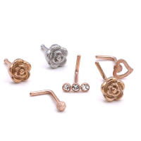 Piercing para el cuerpo de 0,8x6mm, Aro para la nariz, joyería para el cuerpo, diamantes de imitación, corazón pequeño, oferta, 2 uds. - details 1