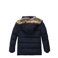 Chaqueta de plumón para niños y niñas, abrigo grueso y cálido con capucha y cuello de piel, color azul marino, Parka de 2 a 10 L-3XL, para invierno - details 3