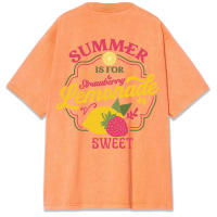 Camiseta de Algodón Veraniego Diseño de Fresa Limón Top Casual Suelto para Mujeres Moda de Verano - details 14