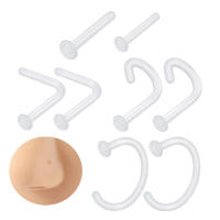 Retenedores de cristal transparente para Piercing de nariz, 2 piezas, retenedores para tabique, tachuelas flexibles para labio, oreja, nariz, lengua, anillo, cartílag para pezones - details 1
