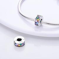 Encantos de Serie Zirconia de Plata Esterlina S925 100% Real para Mujeres Joyería Fina de Cumpleaños Ajuste a Pulsera y Bangle de 3mm - details 34