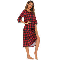 Bata larga con cremallera para mujer, ropa de dormir de longitud completa con bolsillos, camisón de manga 3/4, bata de baño - details 43