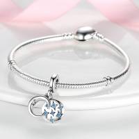 Abalorios de Plata 925 con Diseño de Cielo Estrellado Azul, Estrellas y Luna, Compatibles con Pulseras de Plata 925 Originales, para Fabricación de Joyería DIY para Mujer - details 1