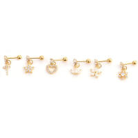 2 uds 6 diseño tragus piercing pendientes cz piercing joyería pendientes pendiente para trago Concha pendientes de cartílago de hélice pendiente - details 2