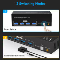 Navceker Interruptor de KVM Triple Monitor 8K Pantallas HDMI USB 3.0 Tecnología de pantalla triple 2x3 Ajuste para 3 ordenadores 144Hz 4K - details 6
