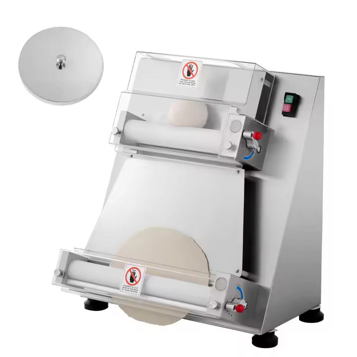SucceBuy Laminadora eléctrica para masa de pizza, prensa semiautomática de acero inoxidable de 3 a 16 pulgadas, máquina comercial para hacer pasta de 390 W - 1