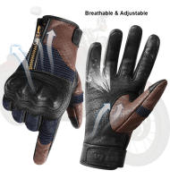 Guantes de motocicleta de cuero genuino para hombres, protección de puño, ajuste a prueba de viento, transpirable - details 4