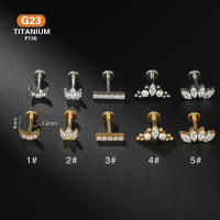 Pendiente de titanio G23 para Piercing de oreja, joyería para cartílago, Labret, tornillo de labio, Parte posterior plana chapada en oro, 1 unidad, F136 - details 0