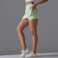 Falda de Yoga Hamidou Secado Rápido, Elasticidad, Doble Capa, Color Sólido para Tenis, Correr, Actividades Deportivas - details 20