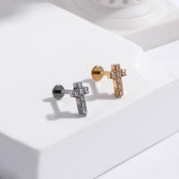 Pendientes pequeños de ópalo de flor de titanio F136 para niña adolescente, Labret roscado superior, PIERC para labio, cartílago de la oreja, Tragus Helix, 1 unidad - details 4