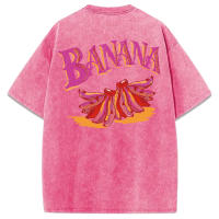 Camisetas lavadas con estampado de plátano rosa creativo para mujer, camisetas suaves de verano, Top informal cómodo deportivo de manga corta, gran oferta - details 21