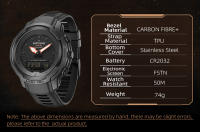 Reloj de Deporte Exterior NORTH EDGE MARS PRO para Hombres con Caja de Fibra de Carbono Compás Altímetro Barómetro Temperatura 50M Impermeable Color Negro Material del Correa Silicona - details 9