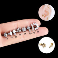 Pendientes pequeños de ópalo de flor de titanio F136 para niña adolescente, Labret roscado superior, PIERC para labio, cartílago de la oreja, Tragus Helix, 1 unidad - details 1