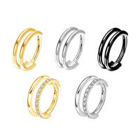 1Pc astm f136 titanium piercing de la nariz 16g cz con bisagras tabique clicker Segmento de cartílago de la oreja tragus hélice anillo penetrante de labios joyería - details 1