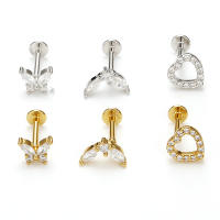 Pendientes de plata de ley 925 con forma de corazón para mujer, joyería fina de circonita blanca, Piercing de mariposa, para fiesta de boda, 1 par - details 0