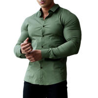 Camisa lisa de manga larga para hombre, ropa deportiva superajustada, informal, a la moda, para negocios y eventos sociales - details 2