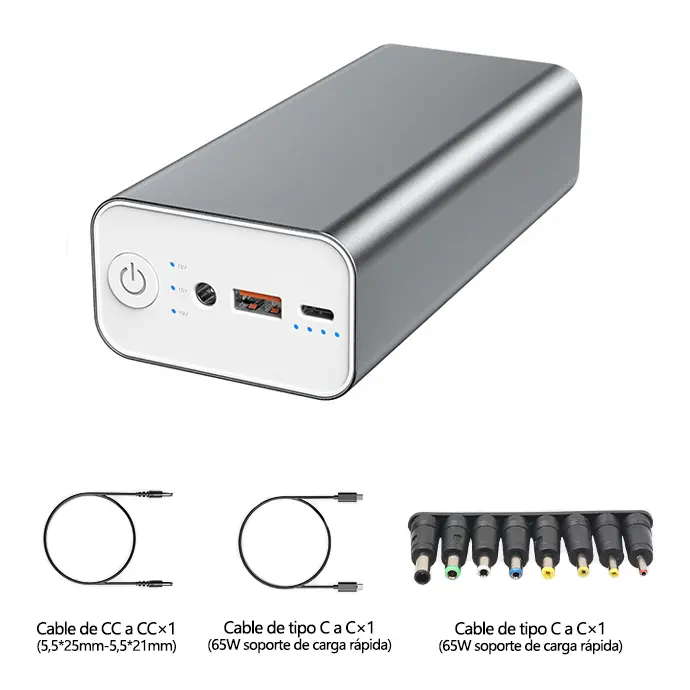 PowerBank (batería externa) 30000mAh 19V + PD65W + DC76W carga rápida tipo C * 1 + USB * 1 + salida de CC * 1 funda de aleación de aluminio - 1