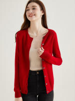 LINY XIN Women's Crew Neck Cardigan Sweater 100% Merino Wool Spring Fall Lightweight Soft Long Sleeve Knitted Coat - details 42